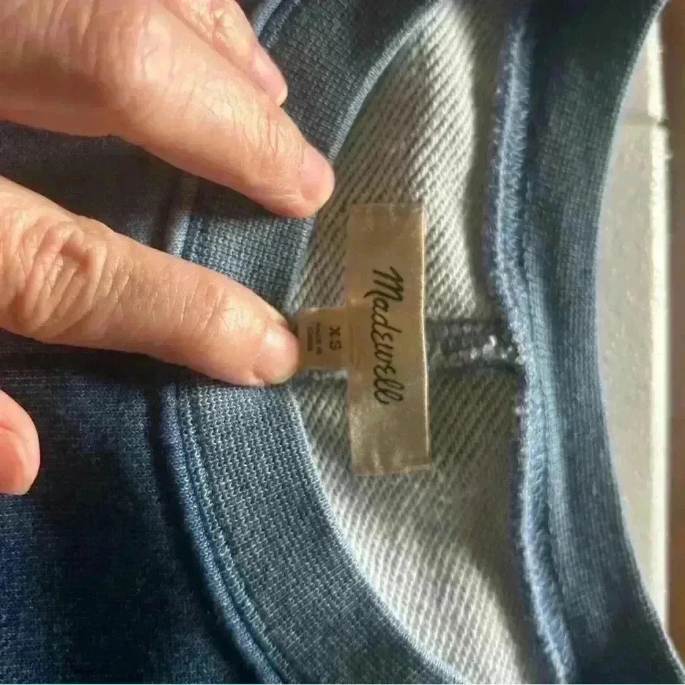 Madewell Indigo Dyed Patchwork Dark Sweatshirt. S… - image 4